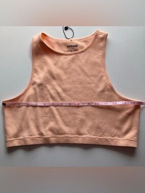 Garage Sia Seamless High Neck Ribbed Crop Top Beach Sand Peach Cami Women L NWT